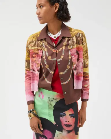 Versace Printed Silk Knit Cardigan | Thumbnail 2