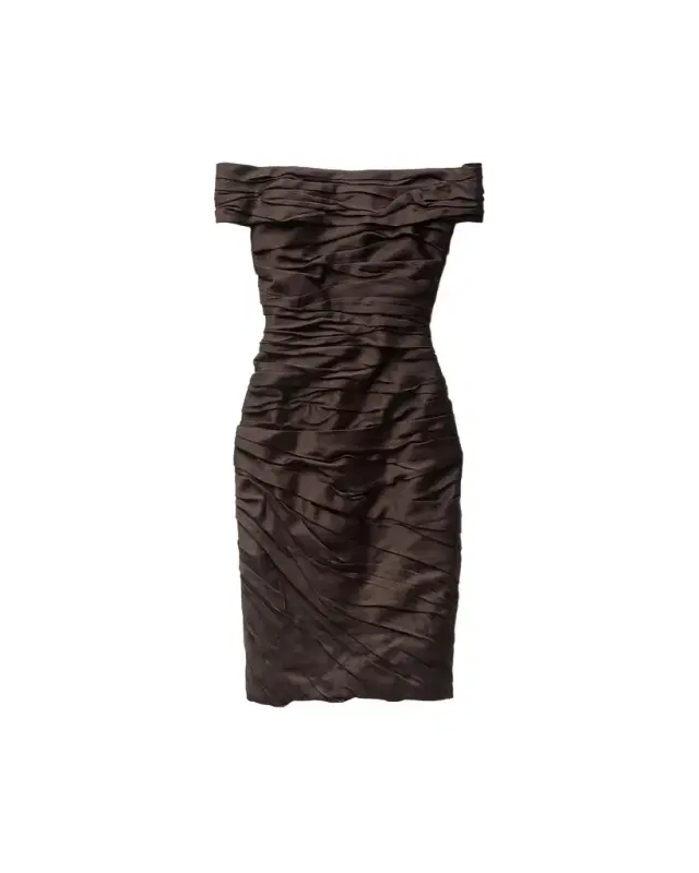 Versace Draped Envers-Satin Off-Shoulder Midi Dress