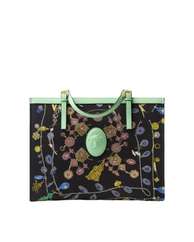 Versace Rivière Printed Large Canvas Tote