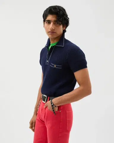 Versace Cotton Knit Polo | Thumbnail 2 Versace Cotton Knit Polo | Thumbnail 2
