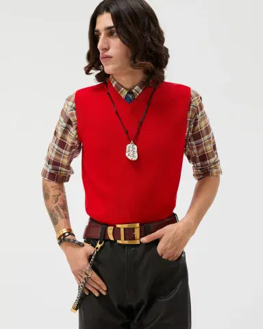 Versace Embroidered Wool Knit Vest | Thumbnail 2
