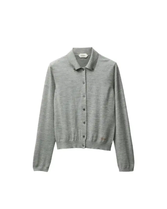 Versace Embroidered Wool Knit Cardigan