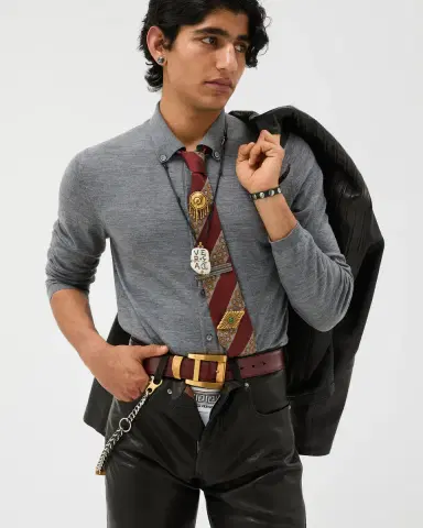 Versace Embroidered Wool Knit Cardigan | Thumbnail 2