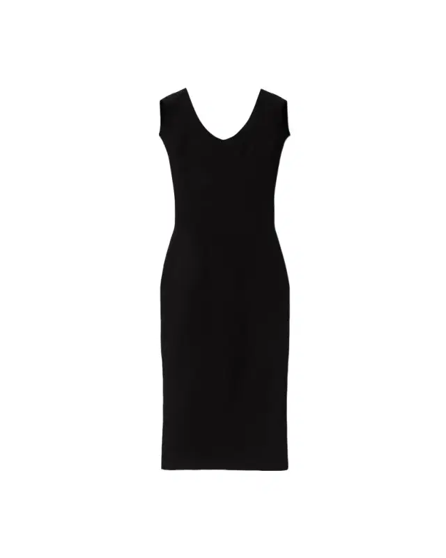 Versace Cotton Ribbed Knit Midi Dress