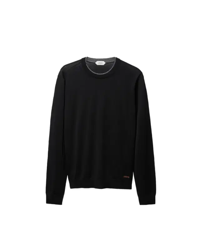 Versace Embroidered Wool Knit Crewneck Sweater