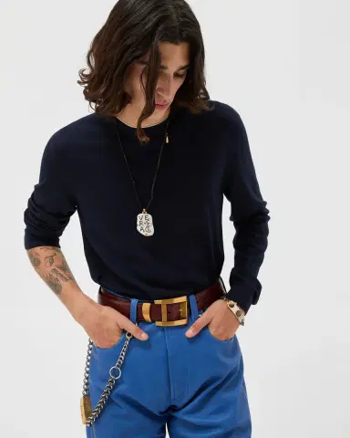 Versace Embroidered Wool Knit Crewneck Sweater | Thumbnail 2 Versace Embroidered Wool Knit Crewneck Sweater | Thumbnail 2
