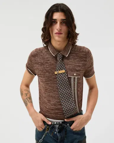 Versace Mouliné Jacquard Knit Polo | Thumbnail 2