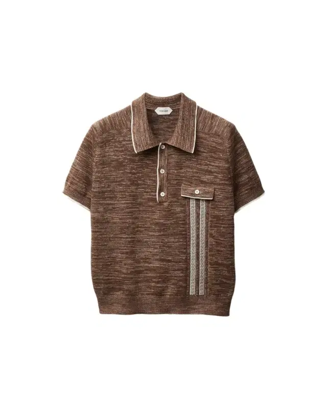 Versace Mouliné Jacquard Knit Polo