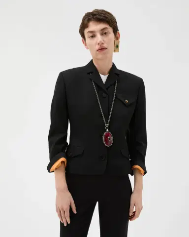Versace Draped Grain De Poudre Wool Jacket | Thumbnail 2