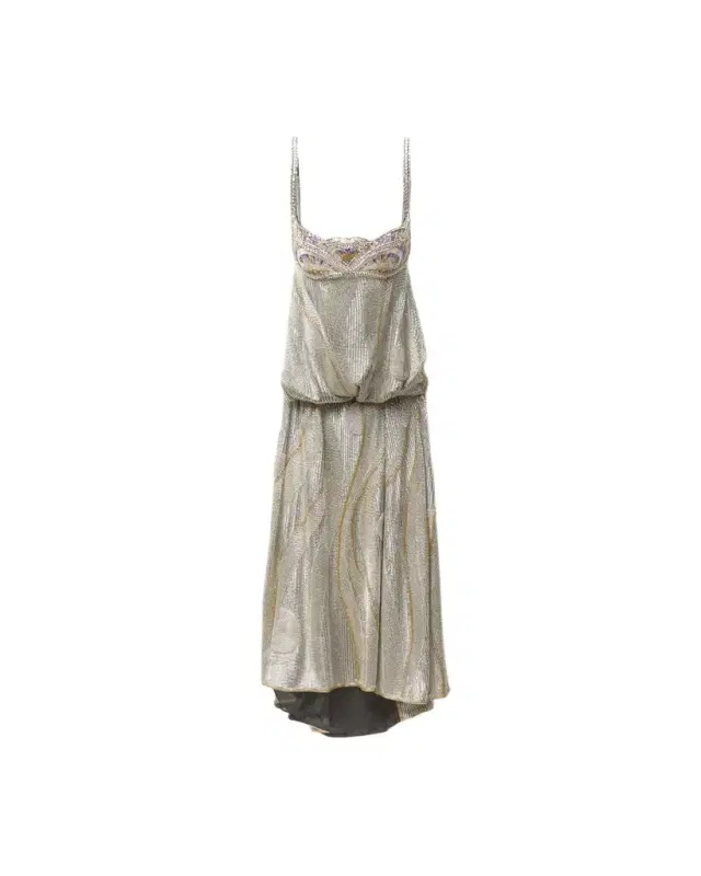 Versace Embroidered Crêpe de Chine Midi Dress