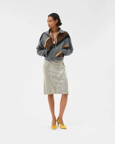 Versace Embroidered Crêpe de Chine Midi Skirt | Thumbnail 2 Versace Embroidered Crêpe de Chine Midi Skirt | Thumbnail 2
