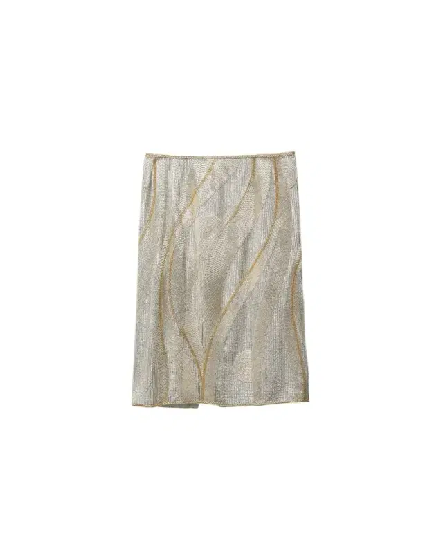 Versace Embroidered Crêpe de Chine Midi Skirt