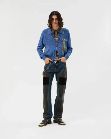 Versace Leather Patchwork Straight Jeans | Thumbnail 2 Versace Leather Patchwork Straight Jeans | Thumbnail 2