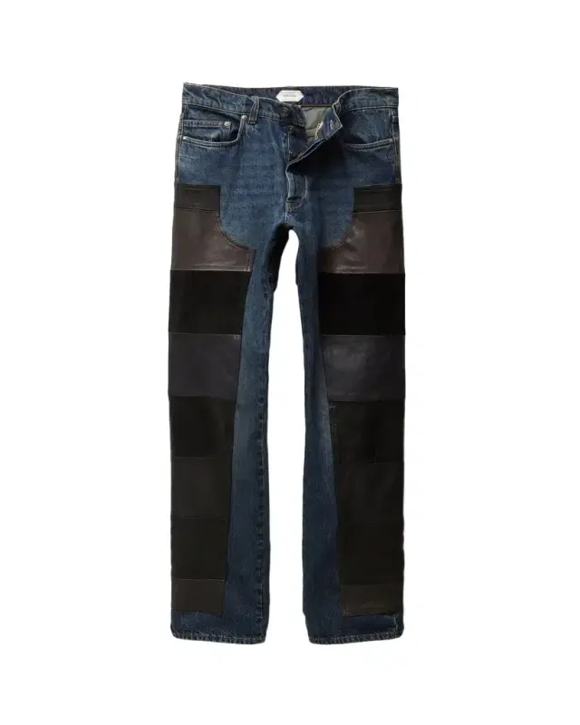 Versace Leather Patchwork Straight Jeans