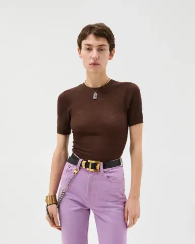 Versace Embroidered Wool Ribbed Knit T-Shirt | Thumbnail 2