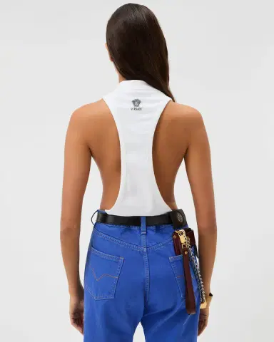 Versace Embroidered Stretch Cotton-Jersey Tank Top | Thumbnail 2
