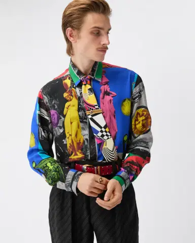 Versace Printed Silk Twill Regular Shirt | Thumbnail 2 Versace Printed Silk Twill Regular Shirt | Thumbnail 2