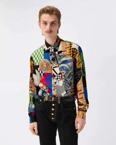 Versace Printed Silk Twill Regular Shirt | Thumbnail 2 Versace Printed Silk Twill Regular Shirt | Thumbnail 2