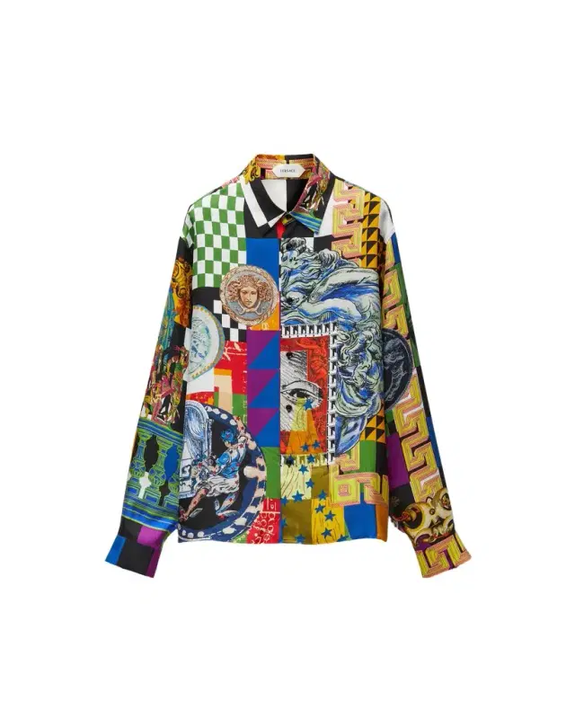 Versace Printed Silk Twill Regular Shirt