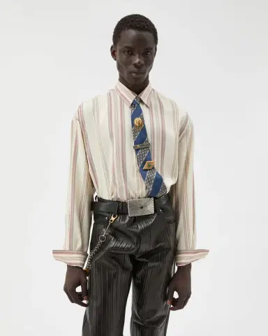 Versace Striped Silk Loose Shirt | Thumbnail 2
