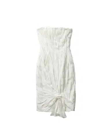 Versace Draped Envers-Satin Strapless Midi Dress | Thumbnail 1