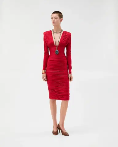 Versace Draped Silk Crêpe Jersey Midi Dress | Thumbnail 2 Versace Draped Silk Crêpe Jersey Midi Dress | Thumbnail 2