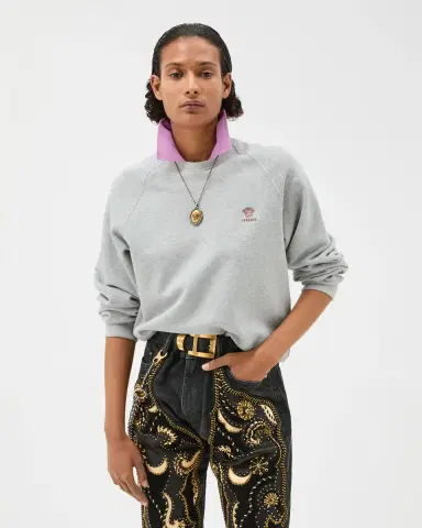 Versace Embroidered Cotton-Jersey Sweatshirt | Thumbnail 2 Versace Embroidered Cotton-Jersey Sweatshirt | Thumbnail 2