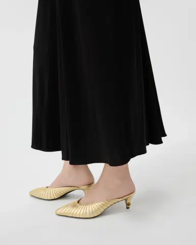Versace Gianni Metallic Nappa Mules 55 mm | Thumbnail 2 Versace Gianni Metallic Nappa Mules 55 mm | Thumbnail 2