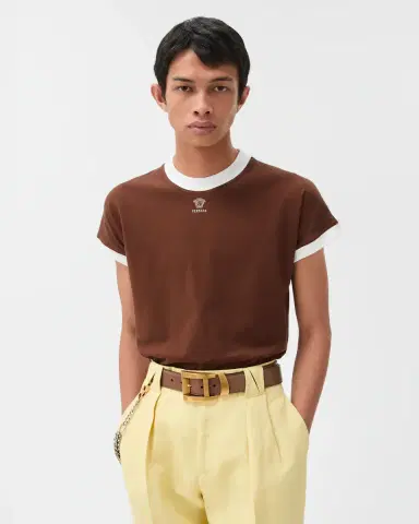 Versace Embroidered-Logo Stretch Cotton-Jersey Slim T-Shirt | Thumbnail 2