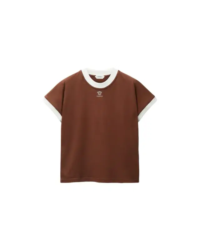 Versace Embroidered-Logo Stretch Cotton-Jersey Slim T-Shirt