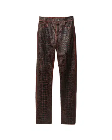 Versace Embroidered Croc-Effect Leather Pants | Thumbnail 1 Versace Embroidered Croc-Effect Leather Pants | Thumbnail 1