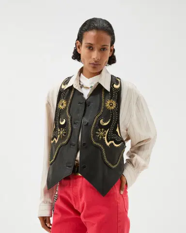 Versace Embroidered Leather Vest | Thumbnail 2