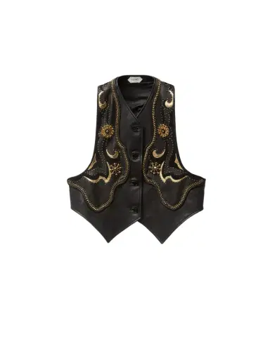 Versace Embroidered Leather Vest | Thumbnail 1