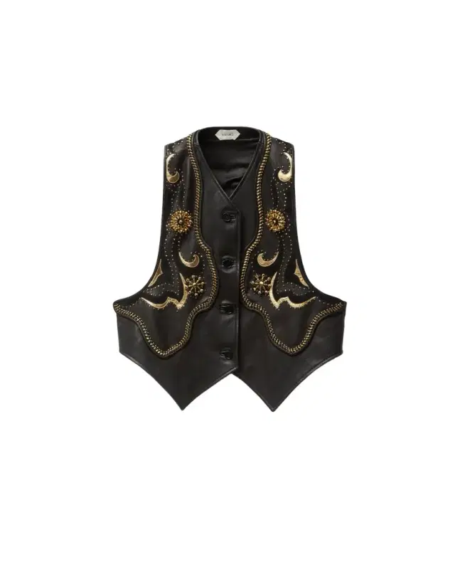 Versace Embroidered Leather Vest