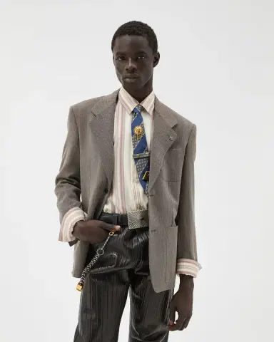 Versace Herringbone Wool Crêpe Blazer | Thumbnail 2