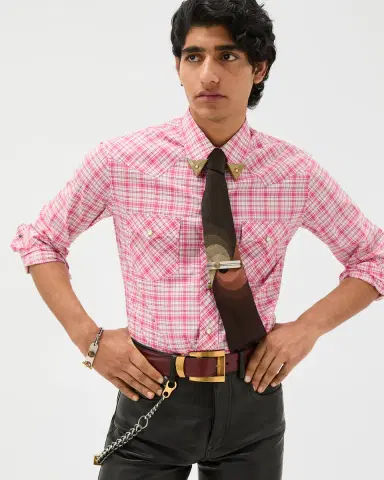 Versace Checked Cotton-Poplin Slim Shirt | Thumbnail 2