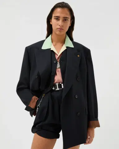 Versace Pinstripe Wool Blazer | Thumbnail 2 Versace Pinstripe Wool Blazer | Thumbnail 2