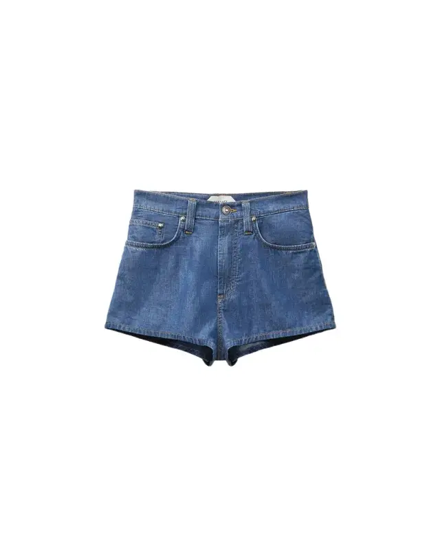 Versace Chambray Denim Mini Shorts