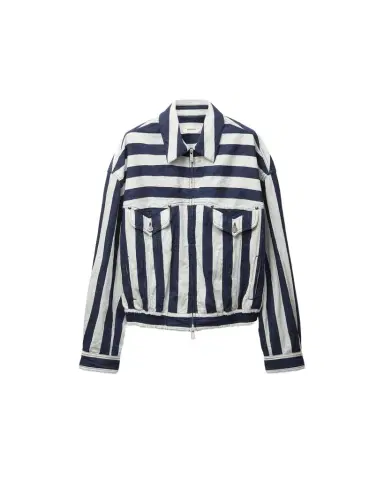 Versace Striped Cotton Denim Blouson | Thumbnail 1 Versace Striped Cotton Denim Blouson | Thumbnail 1