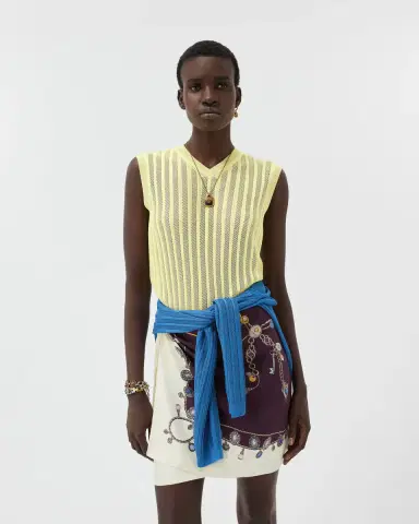 Versace Viscose Mesh Rib Knit Top | Thumbnail 2 Versace Viscose Mesh Rib Knit Top | Thumbnail 2