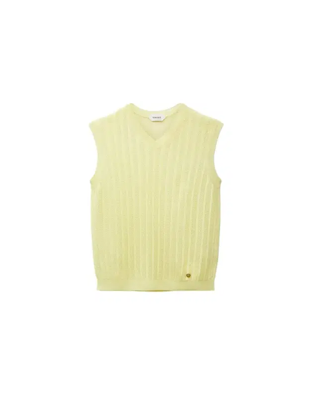 Versace Viscose Mesh Rib Knit Top