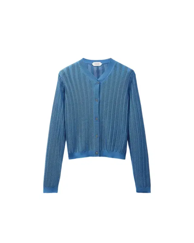Versace Viscose Mesh Ribbed Knit Cardigan