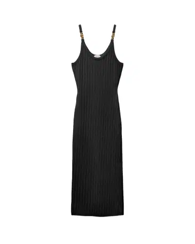 Versace Viscose Mesh Ribbed Knit Midi Dress | Thumbnail 1