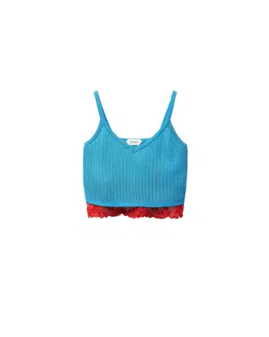 Versace Lace-Trim Viscose-Blend Ribbed Knit Tank Top | Thumbnail 1