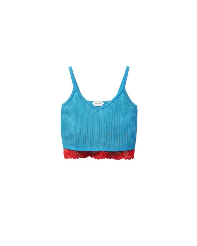 Versace Lace-Trim Viscose-Blend Ribbed Knit Tank Top