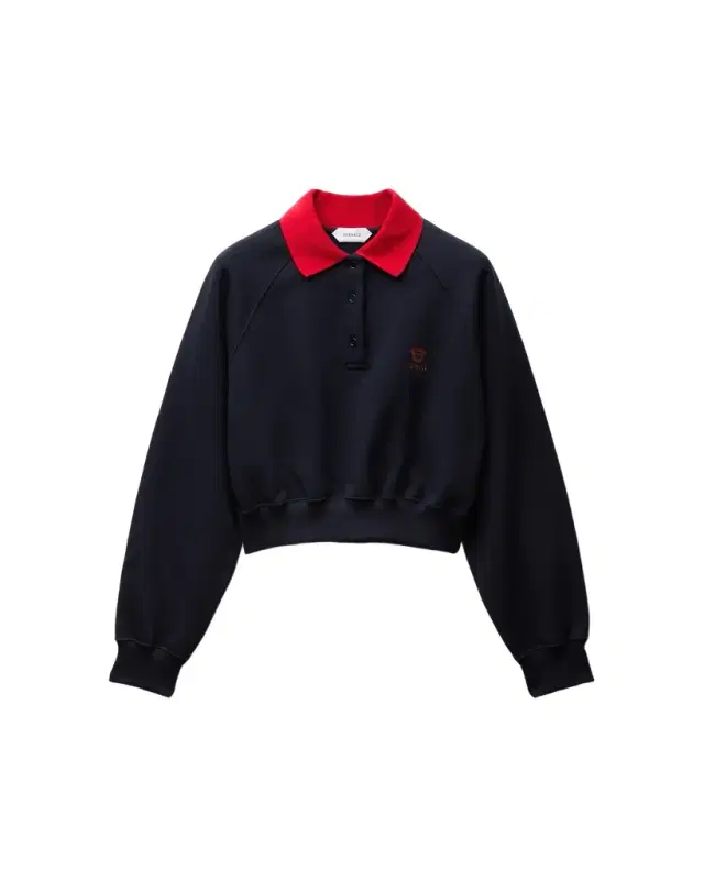 Versace Embroidered Cotton-Jersey Polo Sweatshirt