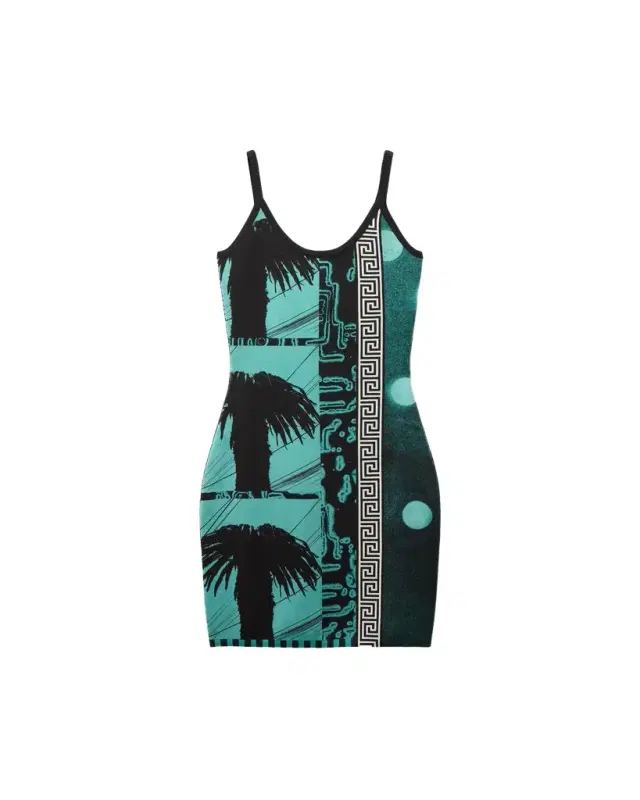 Versace Printed Knit Viscose Mini Dress