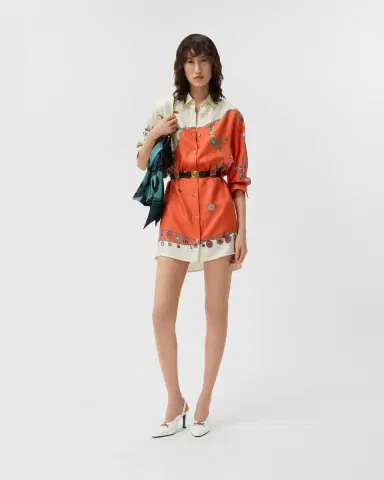 Versace Printed Silk Twill Mini Dress | Thumbnail 2 Versace Printed Silk Twill Mini Dress | Thumbnail 2