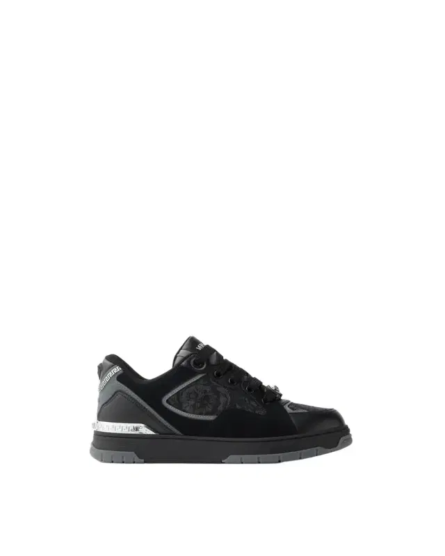 Versace Biggie Basket Jacquard Leather Sneakers