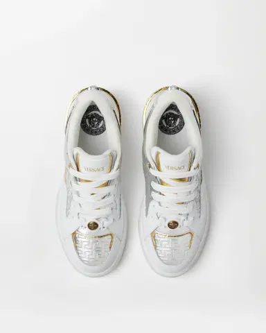 Versace Biggie Basket Metallic Leather Sneakers | Thumbnail 2 Versace Biggie Basket Metallic Leather Sneakers | Thumbnail 2